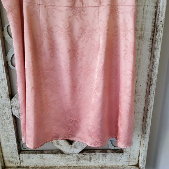 bp Nordstrom Women Junior's Corset Satin Slip Dress in Peach Coral Tonal Floral - Picture 4 of 6